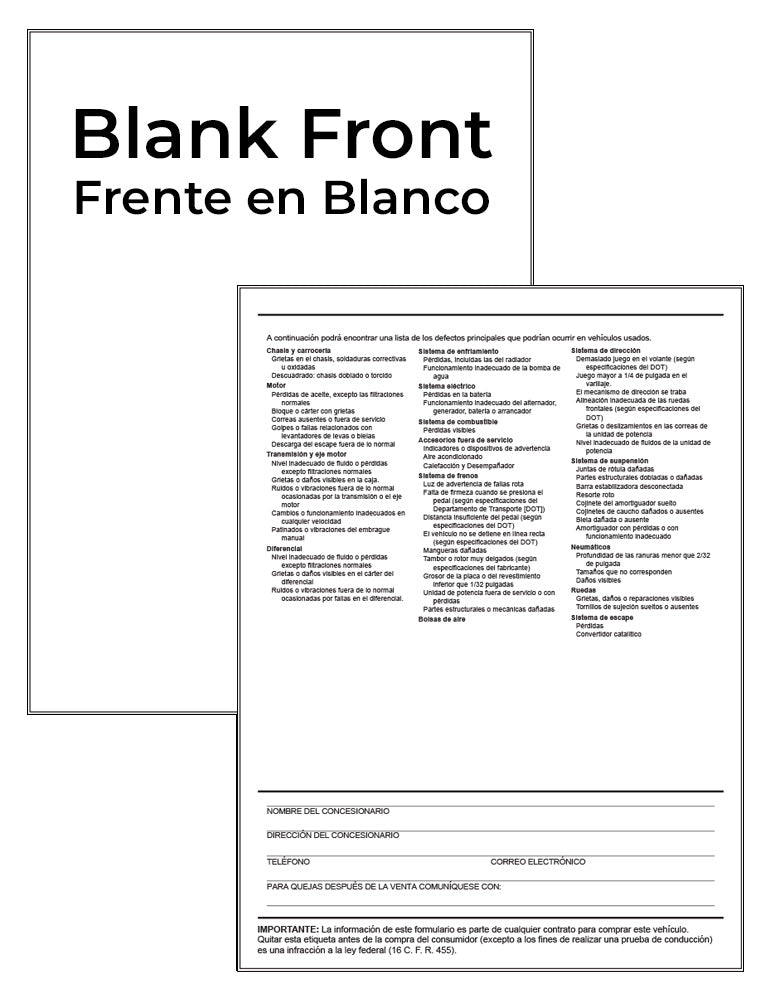 Pre-Printed Buyers Guide B/W – External Weatherproof Full Size (Increments of 250)