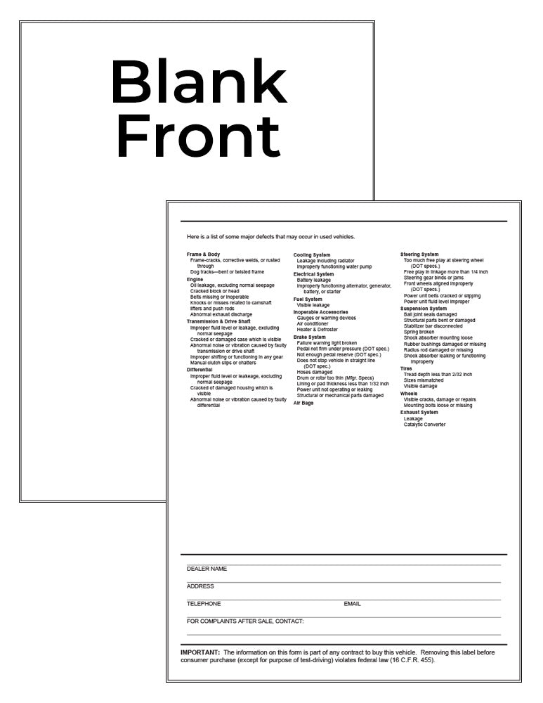 Pre-Printed Buyers Guide B/W – External Weatherproof Full Size (Increments of 250)