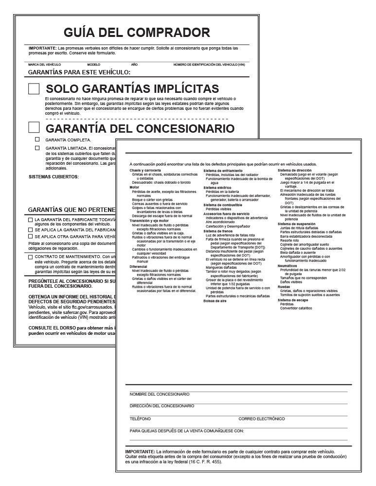 Pre-Printed Buyers Guide B/W – External Weatherproof Full Size (Increments of 250)