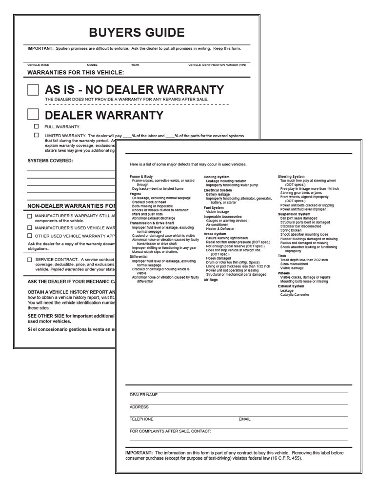Pre-Printed Buyers Guide B/W – External Weatherproof Full Size (Increments of 250)